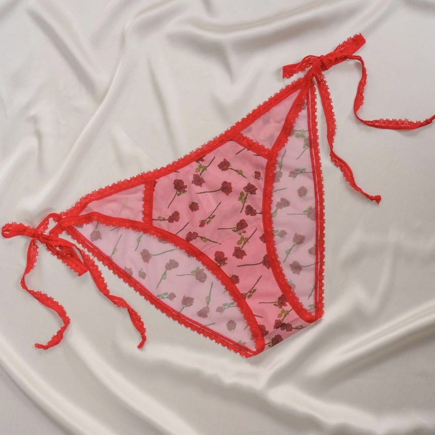 A Dozen Roses Printed Tie Side Bikini