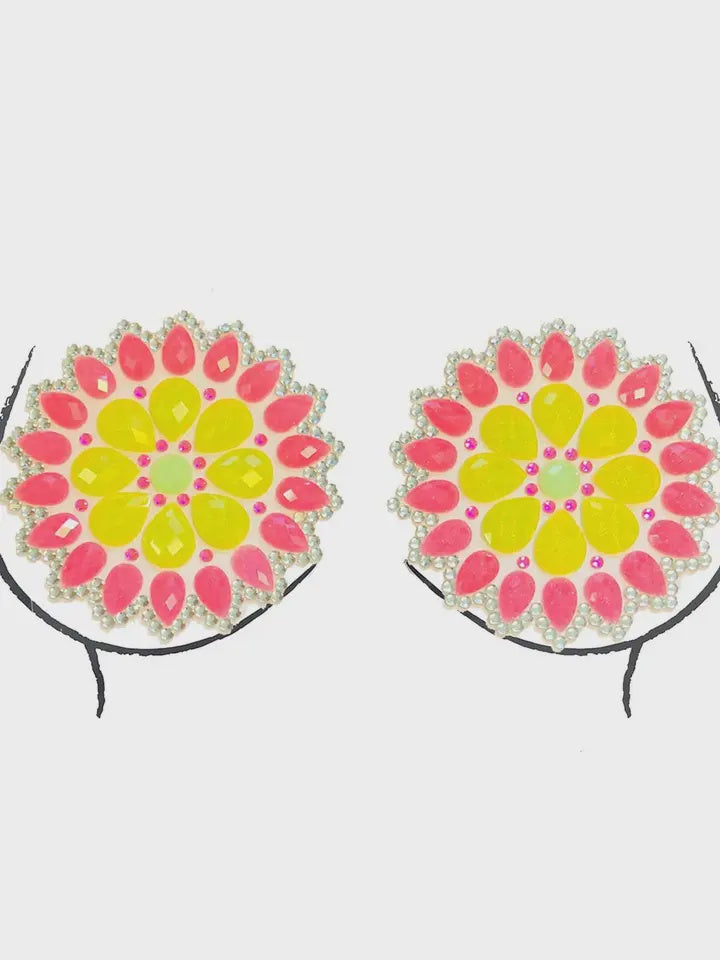 Mayan Warrior Neon Blacklight Crystal Jewel Nipple Pasties