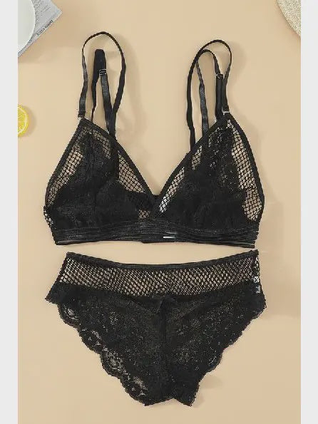 Patchwork Bralette Set Black