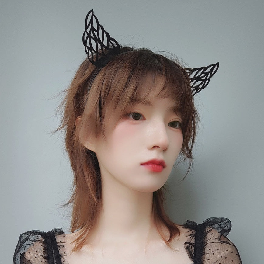 Black Cut Out Devil Headband