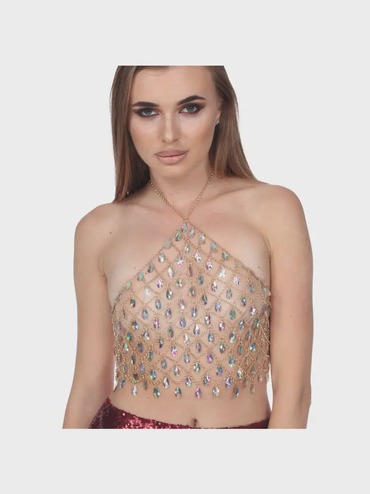 Halter Top Chain Ab Stones