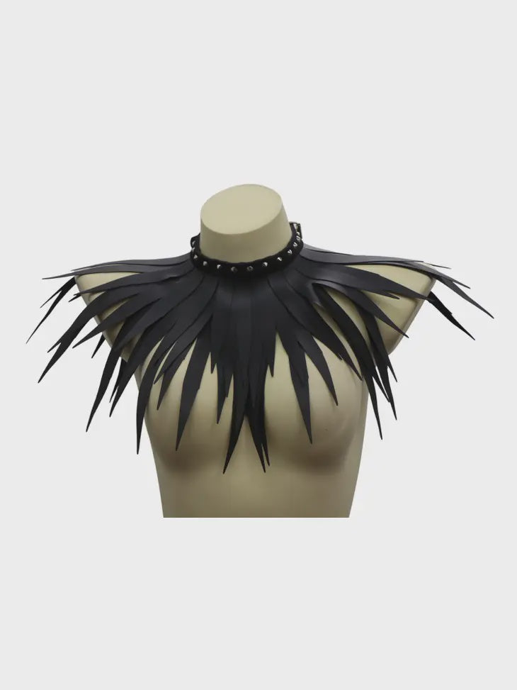 Biker Studded Fringed Choker
