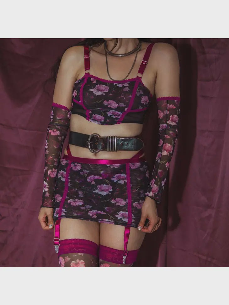 Floral Fantasy Printed Corset + Sleeve Set