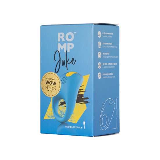 ROMP Juke Vibrating C-Ring - Blue - Peaches and Pearls Eureka