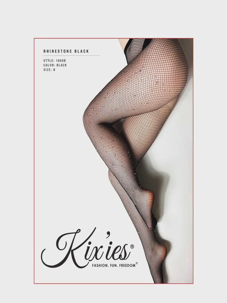 Kixies - Fishnet Tights Rhinestone Black
