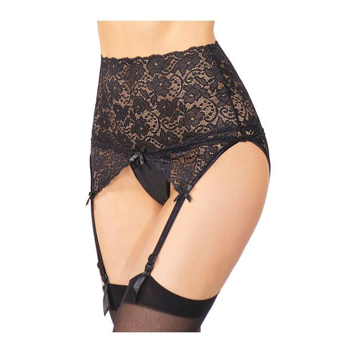 High Waisted Adjustable Garter Belt Black OS Q BK