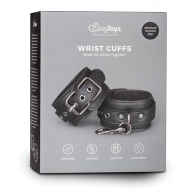 Easy Toys Faux Leather Handcuffs - Black - Peaches and Pearls Eureka