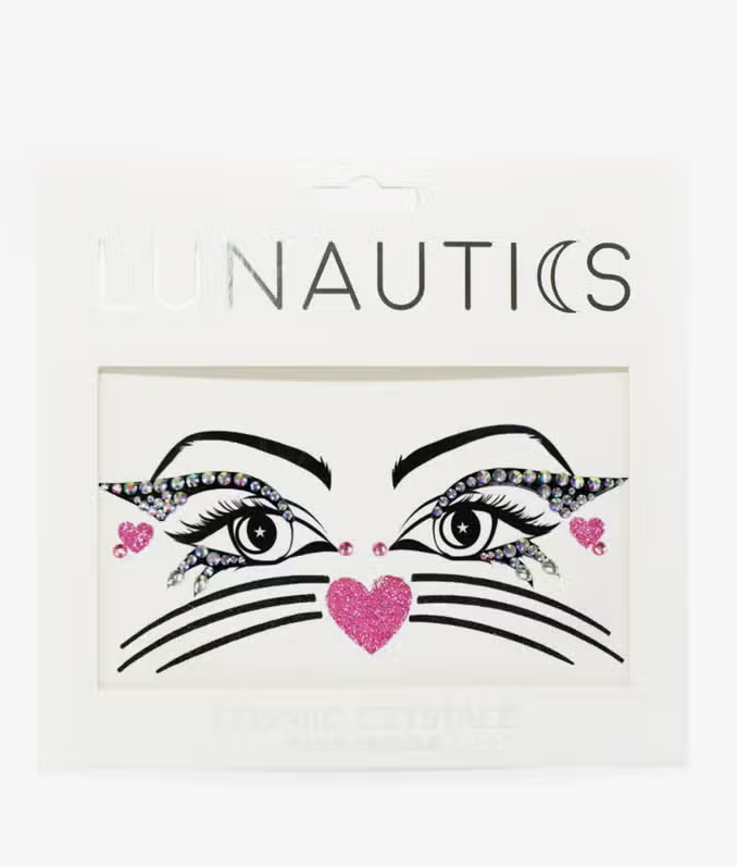 Whiskers - Graphic Liner Cat Face Jewel Stickers