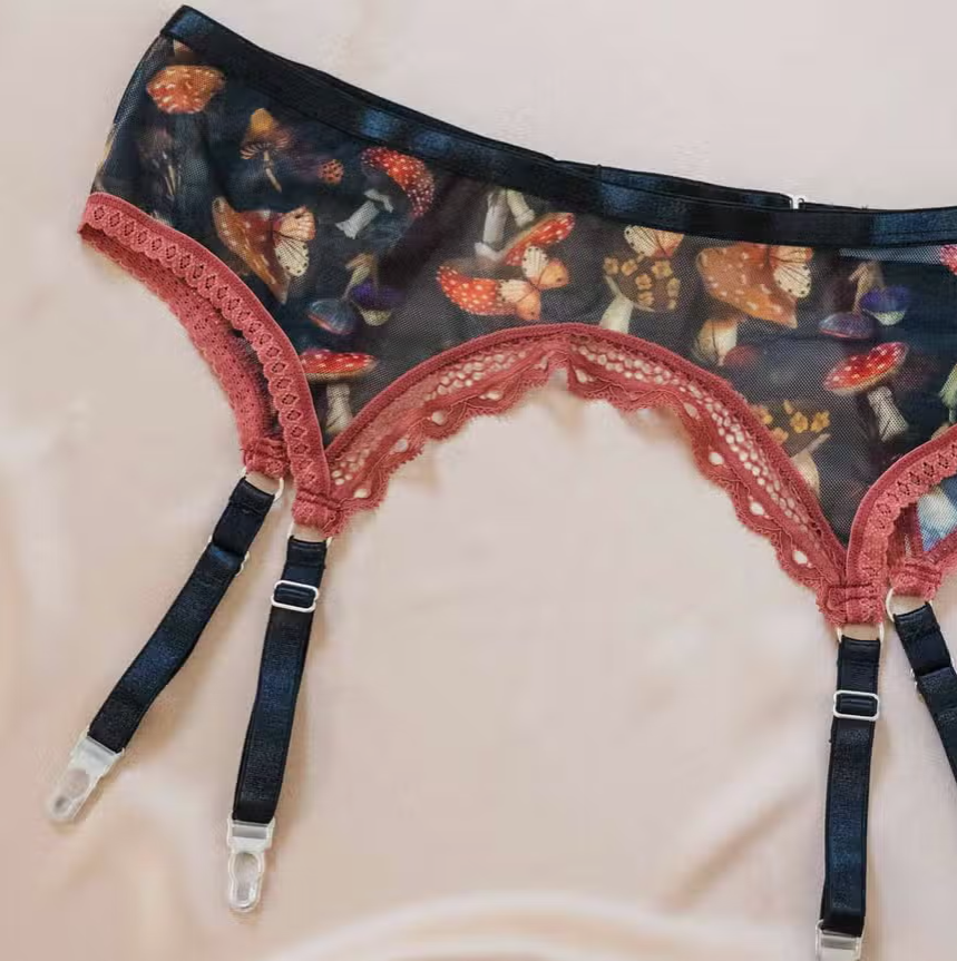 Mystical Mushrooms Adjustable Garter Belt