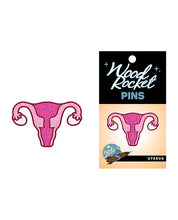 Load image into Gallery viewer, Wood Rocket Uterus Pin - Peaches and Pearls Eureka
