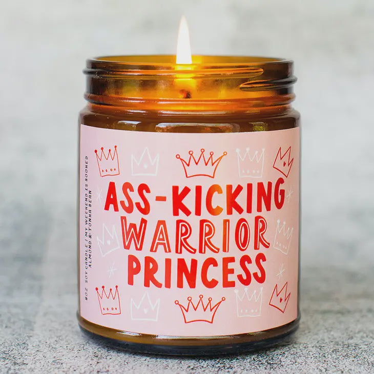 Ass-Kicking Warrior Princess Candle - Peaches and Pearls Eureka