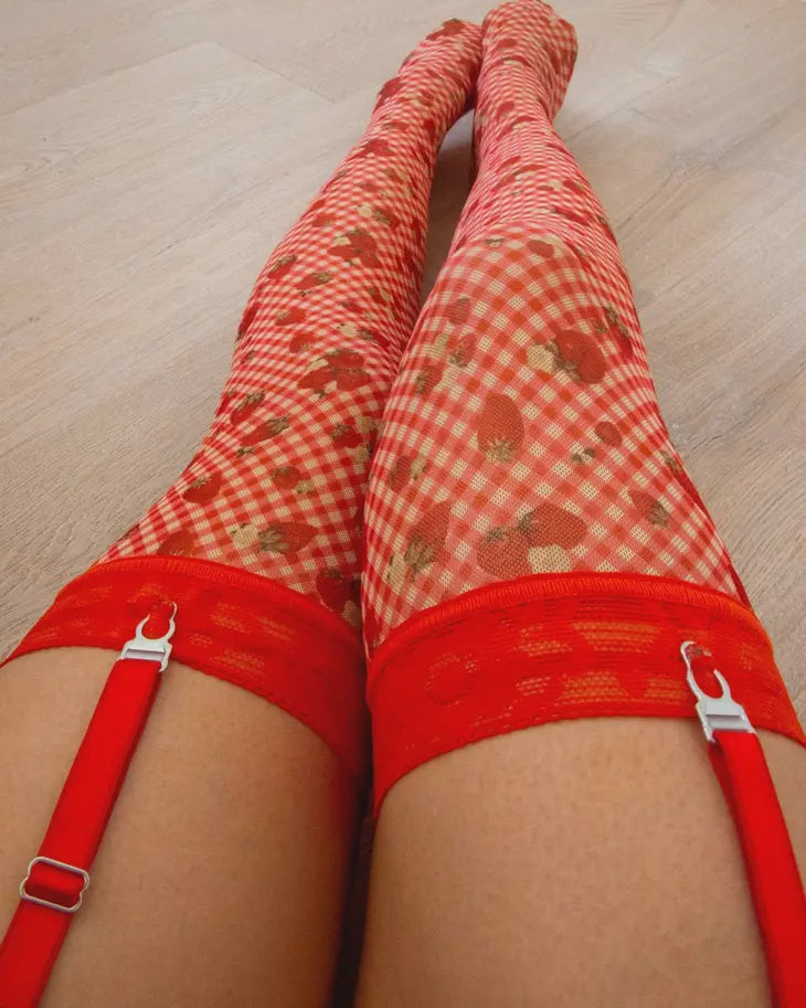 Strawberry Jam Printed Stay Up Stockings