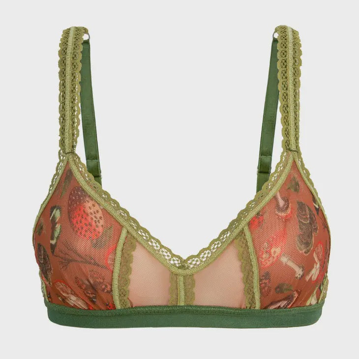 Mushroom Fairy Printed Mesh Peekaboo Bralette