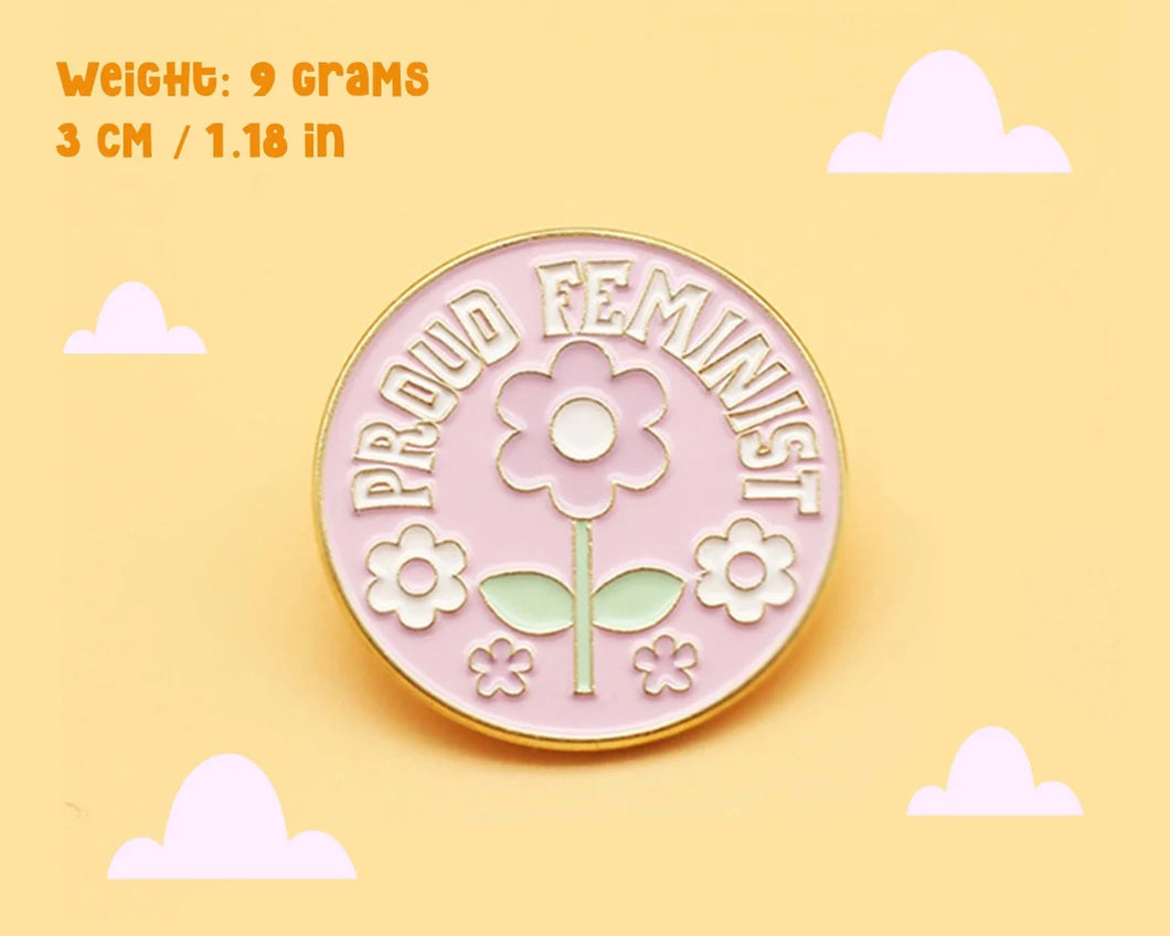 Proud Feminist Pin - Peaches and Pearls Eureka